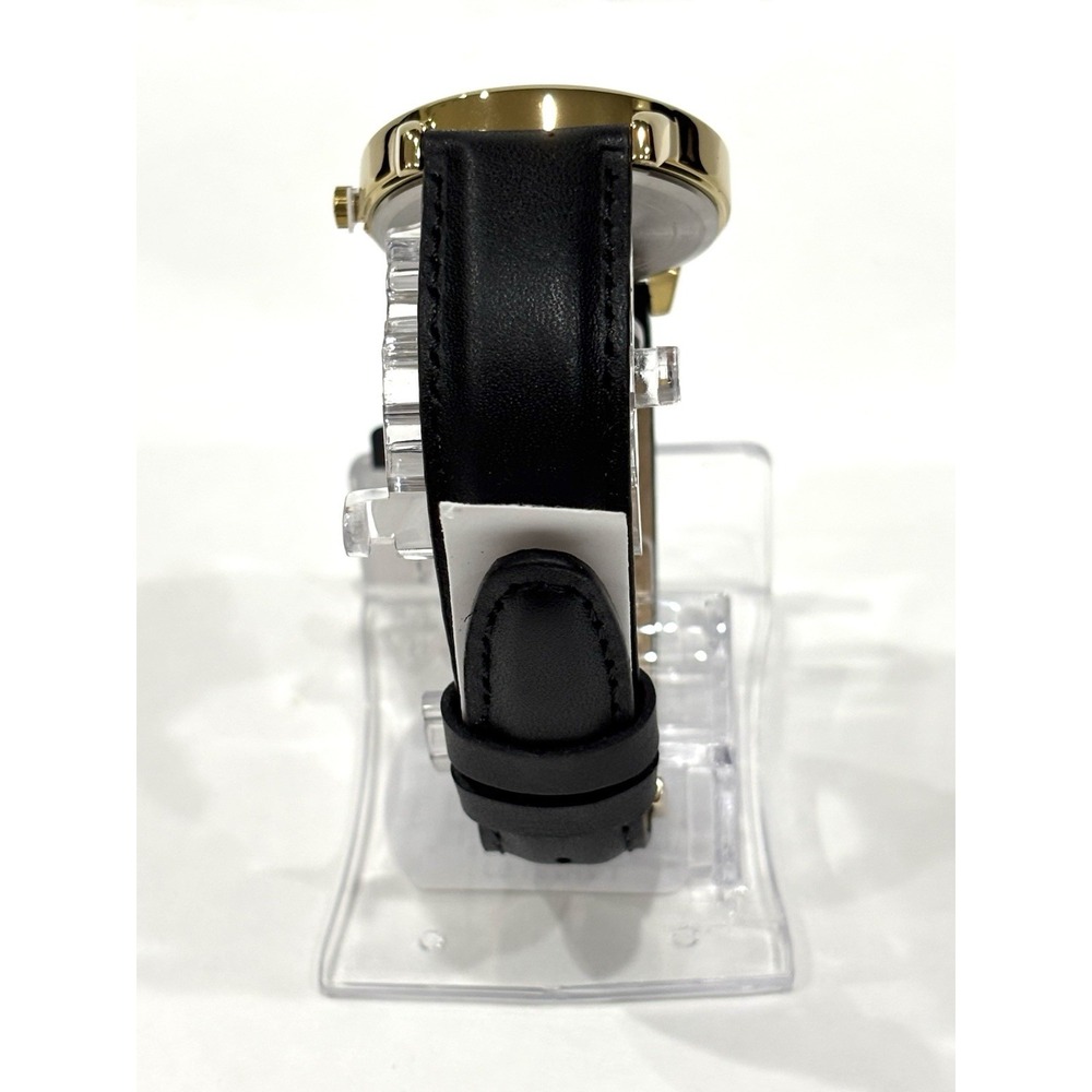 Timex Easy Reader Men's Gold Tone Watch White Dial Black Leather Band Date - Picture 5 of 10
